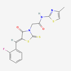 molecular formula C16H12FN3O2S3 B4897042 2-[5-(2-fluorobenzylidene)-4-oxo-2-thioxo-1,3-thiazolidin-3-yl]-N-(4-methyl-1,3-thiazol-2-yl)acetamide 