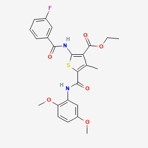 molecular formula C24H23FN2O6S B4897057 ethyl 5-{[(2,5-dimethoxyphenyl)amino]carbonyl}-2-[(3-fluorobenzoyl)amino]-4-methyl-3-thiophenecarboxylate 