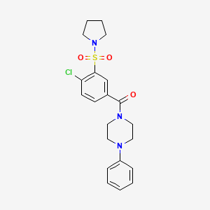 molecular formula C21H24ClN3O3S B4897079 1-[4-chloro-3-(1-pyrrolidinylsulfonyl)benzoyl]-4-phenylpiperazine 