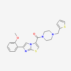 molecular formula C22H22N4O2S2 B4897141 6-(2-methoxyphenyl)-3-{[4-(2-thienylmethyl)-1-piperazinyl]carbonyl}imidazo[2,1-b][1,3]thiazole 