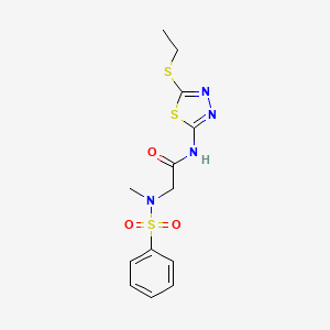 molecular formula C13H16N4O3S3 B4897210 N~1~-[5-(ethylthio)-1,3,4-thiadiazol-2-yl]-N~2~-methyl-N~2~-(phenylsulfonyl)glycinamide 