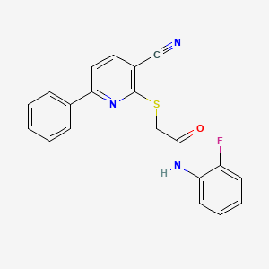 2-[(3-cyano-6-phenyl-2-pyridinyl)thio]-N-(2-fluorophenyl)acetamide