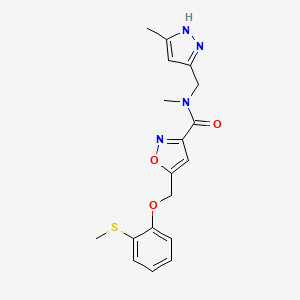 molecular formula C18H20N4O3S B4897244 N-methyl-N-[(5-methyl-1H-pyrazol-3-yl)methyl]-5-{[2-(methylthio)phenoxy]methyl}-3-isoxazolecarboxamide 