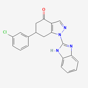 molecular formula C20H15ClN4O B4897314 1-(1H-benzimidazol-2-yl)-6-(3-chlorophenyl)-1,5,6,7-tetrahydro-4H-indazol-4-one 