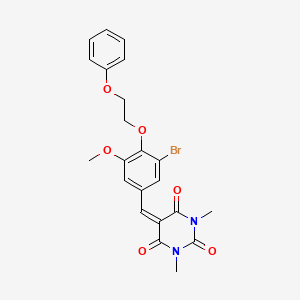 molecular formula C22H21BrN2O6 B4897332 5-[3-bromo-5-methoxy-4-(2-phenoxyethoxy)benzylidene]-1,3-dimethyl-2,4,6(1H,3H,5H)-pyrimidinetrione 