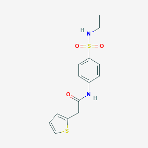 molecular formula C14H16N2O3S2 B489734 N-{4-[(ethylamino)sulfonyl]phenyl}-2-(2-thienyl)acetamide CAS No. 692746-19-3