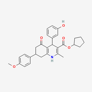 cyclopentyl 4-(3-hydroxyphenyl)-7-(4-methoxyphenyl)-2-methyl-5-oxo-1,4,5,6,7,8-hexahydro-3-quinolinecarboxylate