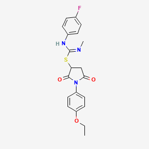 molecular formula C20H20FN3O3S B4897388 1-(4-ethoxyphenyl)-2,5-dioxo-3-pyrrolidinyl N'-(4-fluorophenyl)-N-methylimidothiocarbamate 