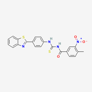 molecular formula C22H16N4O3S2 B4897443 N-({[4-(1,3-benzothiazol-2-yl)phenyl]amino}carbonothioyl)-4-methyl-3-nitrobenzamide CAS No. 428471-31-2