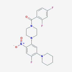 molecular formula C22H23F3N4O3 B4897459 1-(2,4-difluorobenzoyl)-4-[4-fluoro-2-nitro-5-(1-piperidinyl)phenyl]piperazine 