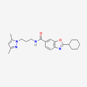 molecular formula C22H28N4O2 B4897496 2-cyclohexyl-N-[3-(3,5-dimethylpyrazol-1-yl)propyl]-1,3-benzoxazole-6-carboxamide 