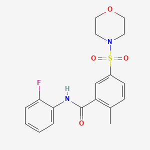 molecular formula C18H19FN2O4S B4897503 N-(2-fluorophenyl)-2-methyl-5-(4-morpholinylsulfonyl)benzamide 