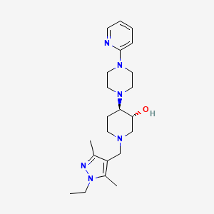 (3R*,4R*)-1-[(1-ethyl-3,5-dimethyl-1H-pyrazol-4-yl)methyl]-4-[4-(2-pyridinyl)-1-piperazinyl]-3-piperidinol