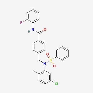 molecular formula C27H22ClFN2O3S B4897576 4-{[(5-chloro-2-methylphenyl)(phenylsulfonyl)amino]methyl}-N-(2-fluorophenyl)benzamide 