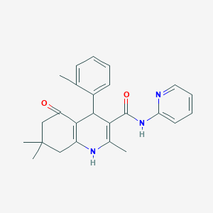 molecular formula C25H27N3O2 B4897621 2,7,7-trimethyl-4-(2-methylphenyl)-5-oxo-N-2-pyridinyl-1,4,5,6,7,8-hexahydro-3-quinolinecarboxamide 