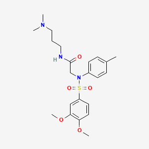 molecular formula C22H31N3O5S B4897627 N~2~-[(3,4-dimethoxyphenyl)sulfonyl]-N~1~-[3-(dimethylamino)propyl]-N~2~-(4-methylphenyl)glycinamide 