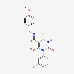 molecular formula C19H16ClN3O4 B4897650 1-(3-chlorophenyl)-5-{[(4-methoxybenzyl)amino]methylene}-2,4,6(1H,3H,5H)-pyrimidinetrione 