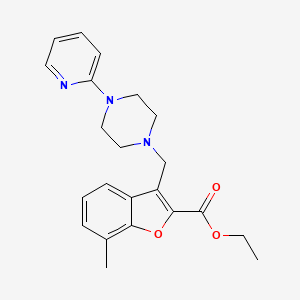 molecular formula C22H25N3O3 B4897661 ethyl 7-methyl-3-{[4-(2-pyridinyl)-1-piperazinyl]methyl}-1-benzofuran-2-carboxylate 