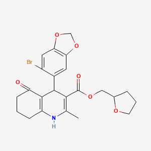 molecular formula C23H24BrNO6 B4897688 tetrahydro-2-furanylmethyl 4-(6-bromo-1,3-benzodioxol-5-yl)-2-methyl-5-oxo-1,4,5,6,7,8-hexahydro-3-quinolinecarboxylate 