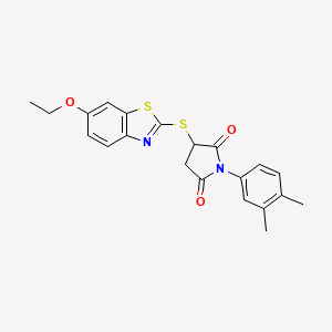 molecular formula C21H20N2O3S2 B4897731 1-(3,4-dimethylphenyl)-3-[(6-ethoxy-1,3-benzothiazol-2-yl)thio]-2,5-pyrrolidinedione 