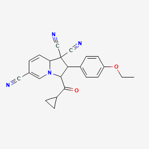 molecular formula C23H20N4O2 B4897743 3-(cyclopropylcarbonyl)-2-(4-ethoxyphenyl)-2,3-dihydro-1,1,6(8aH)-indolizinetricarbonitrile 