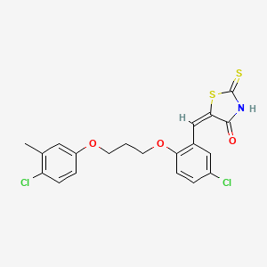 molecular formula C20H17Cl2NO3S2 B4897744 (5E)-5-[[5-chloro-2-[3-(4-chloro-3-methylphenoxy)propoxy]phenyl]methylidene]-2-sulfanylidene-1,3-thiazolidin-4-one 