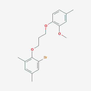 molecular formula C19H23BrO3 B4897787 1-bromo-2-[3-(2-methoxy-4-methylphenoxy)propoxy]-3,5-dimethylbenzene 