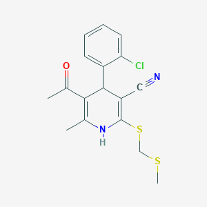 molecular formula C17H17ClN2OS2 B4897813 5-acetyl-4-(2-chlorophenyl)-6-methyl-2-{[(methylthio)methyl]thio}-1,4-dihydro-3-pyridinecarbonitrile 