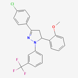 molecular formula C23H18ClF3N2O B4897847 3-(4-chlorophenyl)-5-(2-methoxyphenyl)-1-[3-(trifluoromethyl)phenyl]-4,5-dihydro-1H-pyrazole 