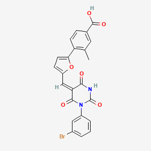 4-(5-{[1-(3-bromophenyl)-2,4,6-trioxotetrahydro-5(2H)-pyrimidinylidene]methyl}-2-furyl)-3-methylbenzoic acid