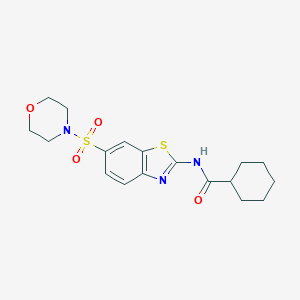 molecular formula C18H23N3O4S2 B489791 N-(6-morpholin-4-ylsulfonyl-1,3-benzothiazol-2-yl)cyclohexanecarboxamide CAS No. 692758-72-8