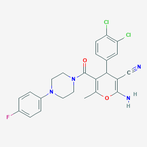 molecular formula C24H21Cl2FN4O2 B4897915 2-amino-4-(3,4-dichlorophenyl)-5-{[4-(4-fluorophenyl)-1-piperazinyl]carbonyl}-6-methyl-4H-pyran-3-carbonitrile 