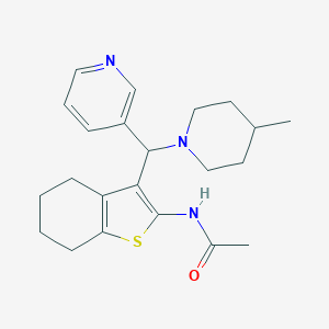 molecular formula C22H29N3OS B489795 N-{3-[(4-methyl-1-piperidinyl)(3-pyridinyl)methyl]-4,5,6,7-tetrahydro-1-benzothien-2-yl}acetamide CAS No. 690640-69-8