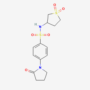 molecular formula C14H18N2O5S2 B4898117 N-(1,1-dioxidotetrahydro-3-thienyl)-4-(2-oxo-1-pyrrolidinyl)benzenesulfonamide 
