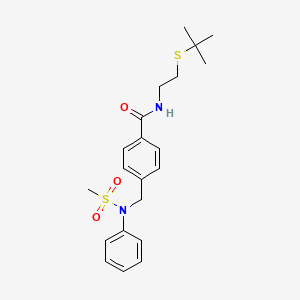 molecular formula C21H28N2O3S2 B4898280 N-[2-(tert-butylthio)ethyl]-4-{[(methylsulfonyl)(phenyl)amino]methyl}benzamide 