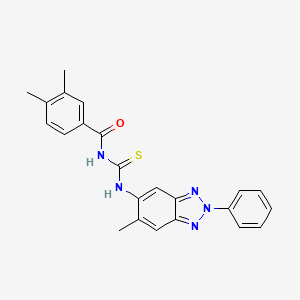 molecular formula C23H21N5OS B4898299 3,4-dimethyl-N-{[(6-methyl-2-phenyl-2H-1,2,3-benzotriazol-5-yl)amino]carbonothioyl}benzamide 