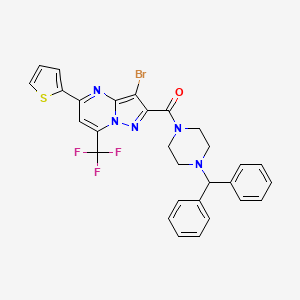 molecular formula C29H23BrF3N5OS B4898304 3-bromo-2-{[4-(diphenylmethyl)-1-piperazinyl]carbonyl}-5-(2-thienyl)-7-(trifluoromethyl)pyrazolo[1,5-a]pyrimidine 
