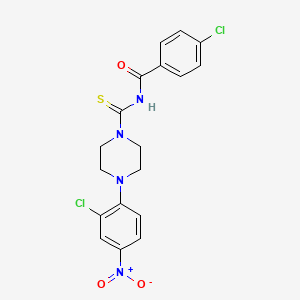 molecular formula C18H16Cl2N4O3S B4898335 4-chloro-N-{[4-(2-chloro-4-nitrophenyl)-1-piperazinyl]carbonothioyl}benzamide 