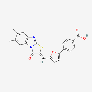 molecular formula C23H16N2O4S B4898346 4-{5-[(6,7-dimethyl-3-oxo[1,3]thiazolo[3,2-a]benzimidazol-2(3H)-ylidene)methyl]-2-furyl}benzoic acid 