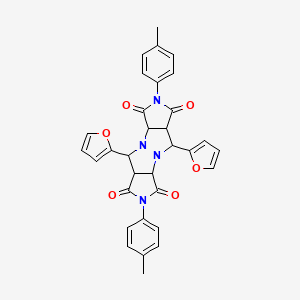 molecular formula C32H26N4O6 B4898363 5,10-di-2-furyl-2,7-bis(4-methylphenyl)tetrahydropyrrolo[3,4-c]pyrrolo[3',4':4,5]pyrazolo[1,2-a]pyrazole-1,3,6,8(2H,3aH,5H,7H)-tetrone 