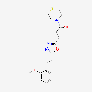 molecular formula C18H23N3O3S B4898395 4-(3-{5-[2-(2-methoxyphenyl)ethyl]-1,3,4-oxadiazol-2-yl}propanoyl)thiomorpholine 