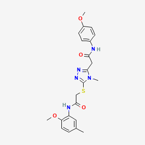 molecular formula C22H25N5O4S B4898424 2-[5-({2-[(2-methoxy-5-methylphenyl)amino]-2-oxoethyl}thio)-4-methyl-4H-1,2,4-triazol-3-yl]-N-(4-methoxyphenyl)acetamide 