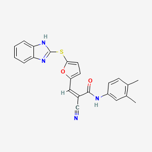 molecular formula C23H18N4O2S B4898439 3-[5-(1H-benzimidazol-2-ylthio)-2-furyl]-2-cyano-N-(3,4-dimethylphenyl)acrylamide 