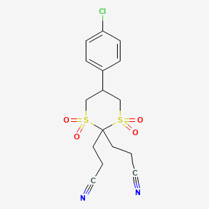 molecular formula C16H17ClN2O4S2 B4898516 3,3'-[5-(4-chlorophenyl)-1,1,3,3-tetraoxido-1,3-dithiane-2,2-diyl]dipropanenitrile 