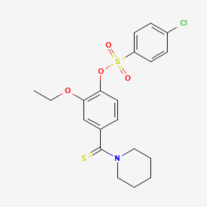 molecular formula C20H22ClNO4S2 B4898555 2-ethoxy-4-(1-piperidinylcarbonothioyl)phenyl 4-chlorobenzenesulfonate 