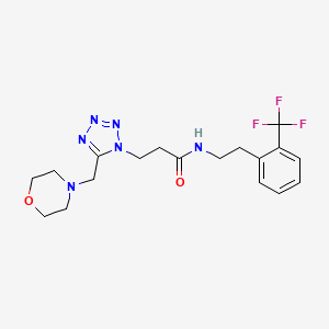 molecular formula C18H23F3N6O2 B4898606 3-[5-(4-morpholinylmethyl)-1H-tetrazol-1-yl]-N-{2-[2-(trifluoromethyl)phenyl]ethyl}propanamide 