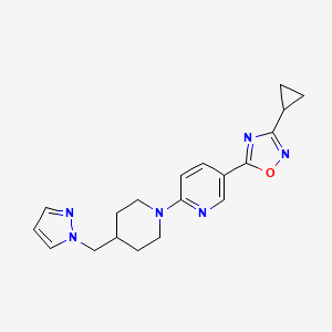 molecular formula C19H22N6O B4898612 5-(3-cyclopropyl-1,2,4-oxadiazol-5-yl)-2-[4-(1H-pyrazol-1-ylmethyl)-1-piperidinyl]pyridine 