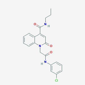 molecular formula C21H20ClN3O3 B4898622 1-{2-[(3-chlorophenyl)amino]-2-oxoethyl}-2-oxo-N-propyl-1,2-dihydro-4-quinolinecarboxamide 