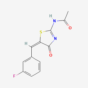 molecular formula C12H9FN2O2S B4898634 N-[5-(3-fluorobenzylidene)-4-oxo-1,3-thiazolidin-2-ylidene]acetamide 