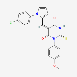 molecular formula C22H16ClN3O3S B4898636 5-{[1-(4-chlorophenyl)-1H-pyrrol-2-yl]methylene}-1-(4-methoxyphenyl)-2-thioxodihydro-4,6(1H,5H)-pyrimidinedione 